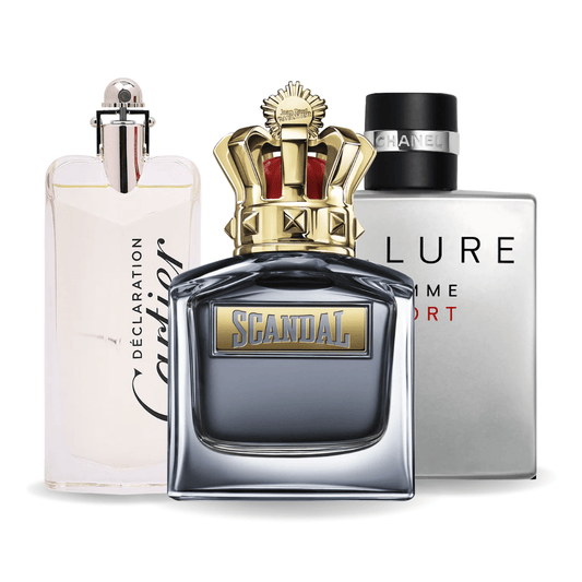 SADA 3 PARFÉMŮ ALLURE HOMME SPORTS, JEAN PAUL GAULTIER SCANDAL, CARTIER DECLARATION 100ML